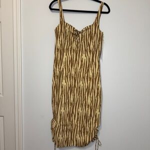 Backyard Roses Zebra Print Midi Dress M NWT Adjustable Ruched Hem